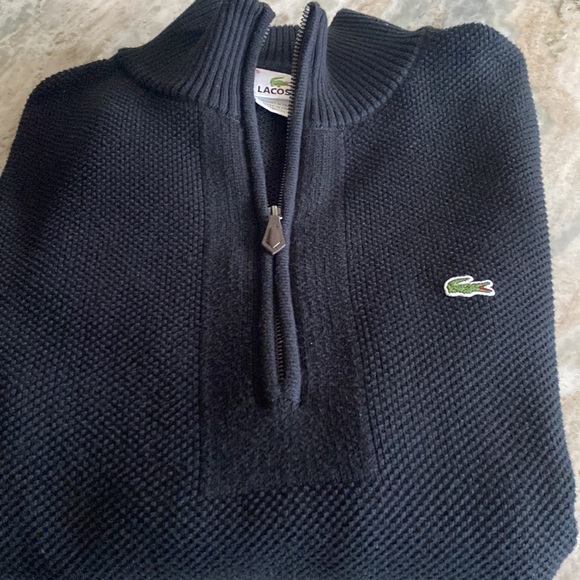 Mens LaCoste Black 1/4 Zip Sweater Size 5 - Picture 3 of 4